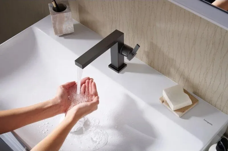 Смеситель для раковины Hansgrohe Tecturis E 110 Fine 73020670 матовый черный Sancos — официальный сайт