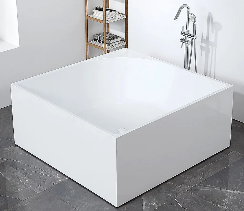 Акриловая ванна Abber AB9337 140x140 см, отдельностоящая, белая, с каркасом, для двоих, со сливом-пе Sancos — официальный сайт