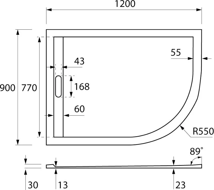 Поддон для душа Cezares Tray TRAY-AS-RH-120/90-550-30-W-L Sancos — официальный сайт