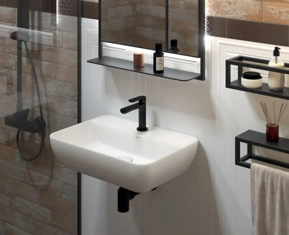 Раковина KERAMA MARAZZI Plaza 55 подвесная, белая глянцевая Sancos — официальный сайт