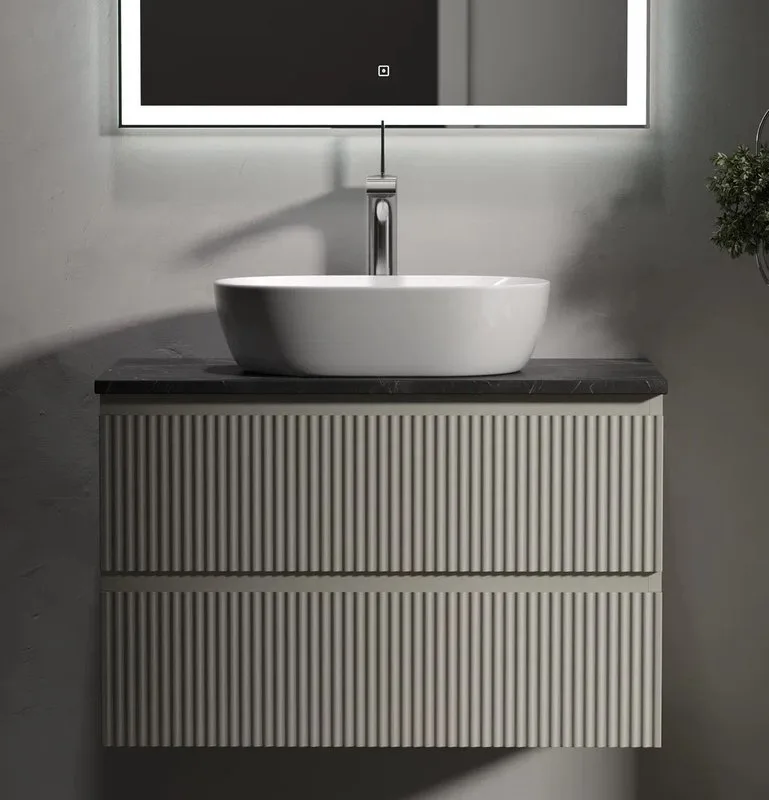 Тумба с раковиной Sancos Snob R 80 см, beige soft, столешница черный мрамор, раковина CN5010 Sancos — официальный сайт