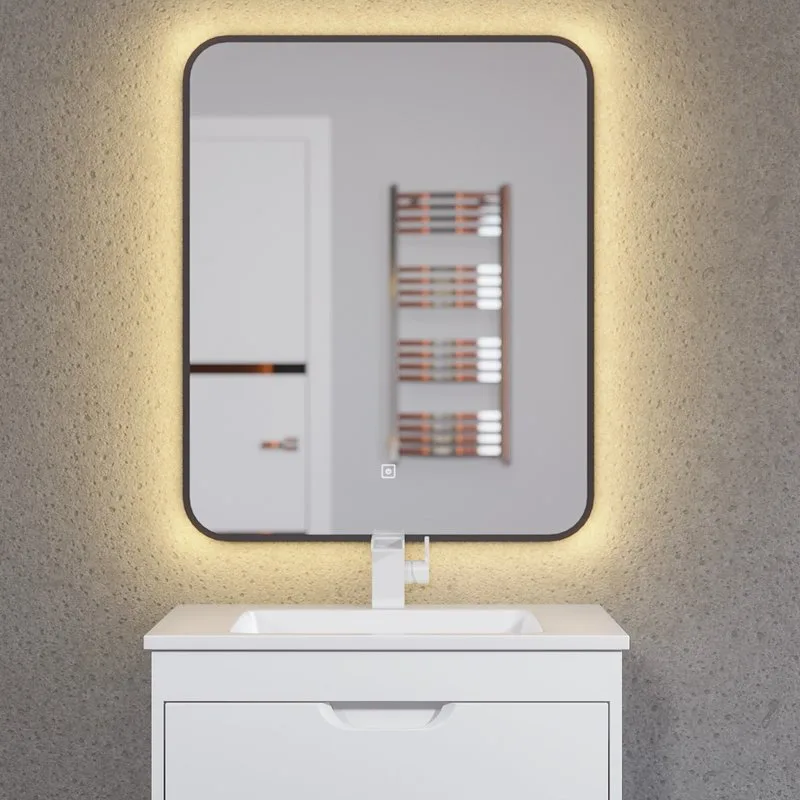 Зеркало Uperwood Modul 65х80 с подсветкой, с подогревом, теплая подсветка, черное Sancos — официальный сайт