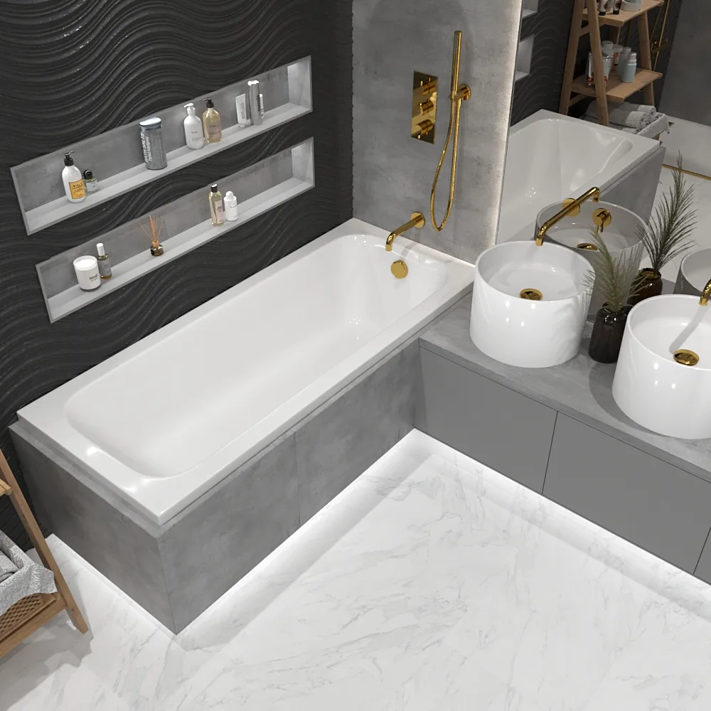 Акриловая ванна WHITECROSS Vibe 170x70 см, пристенная, белая Sancos — официальный сайт