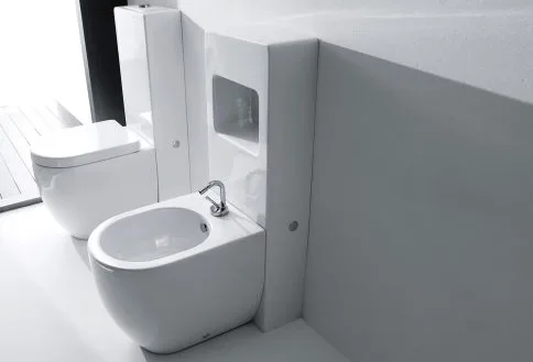 Биде напольное Kerasan Flo 312001 с креплениями Sancos — официальный сайт