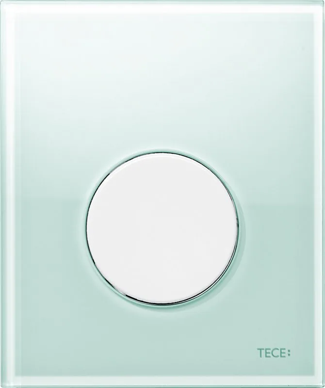 Кнопка смыва TECE Loop Urinal 9242651 зеленое стекло, кнопка белая Sancos — официальный сайт