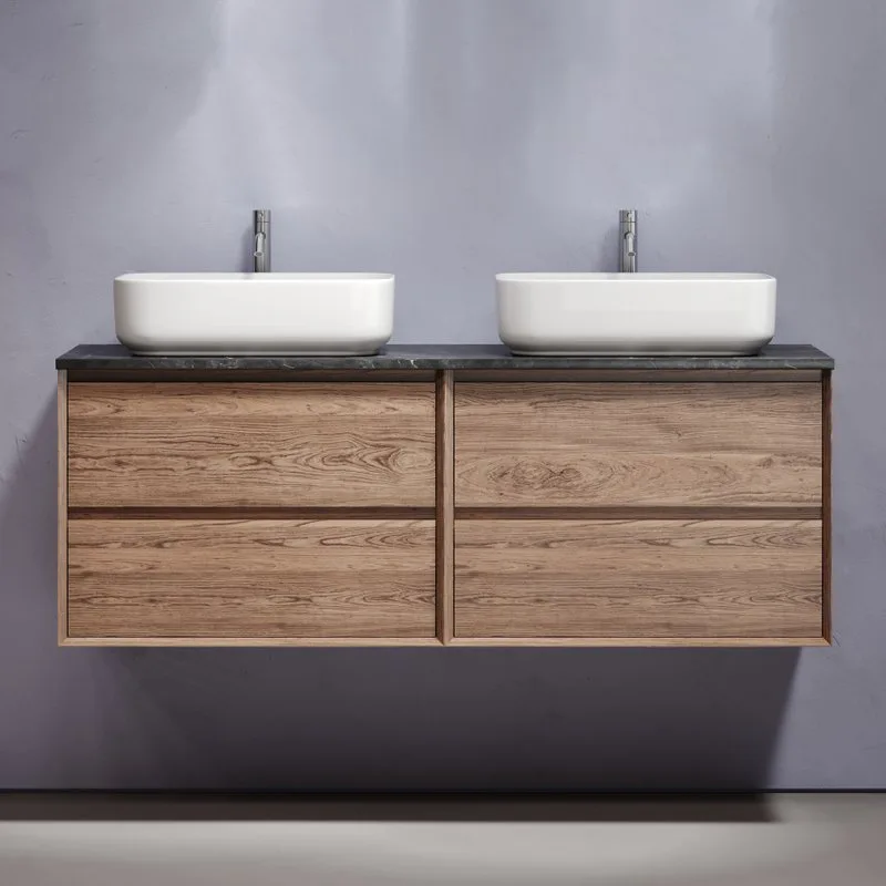 Тумба с раковиной Sancos Marmi 2.0 140 дуб чарльстон, столешница черный мрамор TT140A1X, раковина CN Sancos — официальный сайт