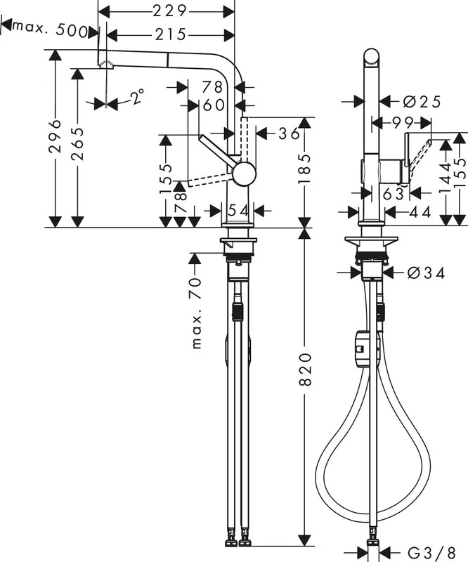 Смеситель для кухни Hansgrohe Talis M54 72808800 сталь Sancos — официальный сайт