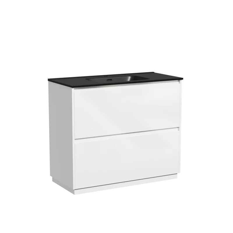 Тумба с раковиной Sancos Libra Floor 100 белый глянец, черная раковина CN7003MB Sancos — официальный сайт