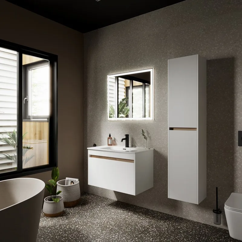Тумба с раковиной Sancos Smart 80 см белый глянец Sancos — официальный сайт