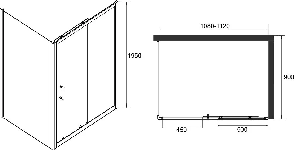 Душевой уголок RGW Passage PA-14+90 см (108-112)x90x195 профиль хром, стекло прозрачное Sancos — официальный сайт