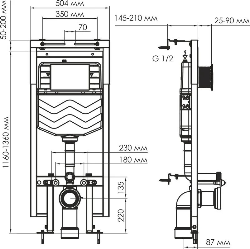 Система инсталляции для унитазов Wasserkraft Dinkel 58TLT.010.ME.WH04, с кнопкой смыва белой Sancos — официальный сайт