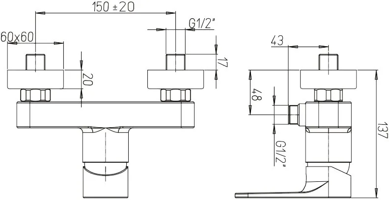 Смеситель для душа Paini Flat KKCR5112SLMKM Sancos — официальный сайт