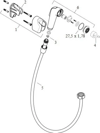 Гигиенический душ Hansgrohe 32122000 со шлангом 1,6 м Sancos — официальный сайт