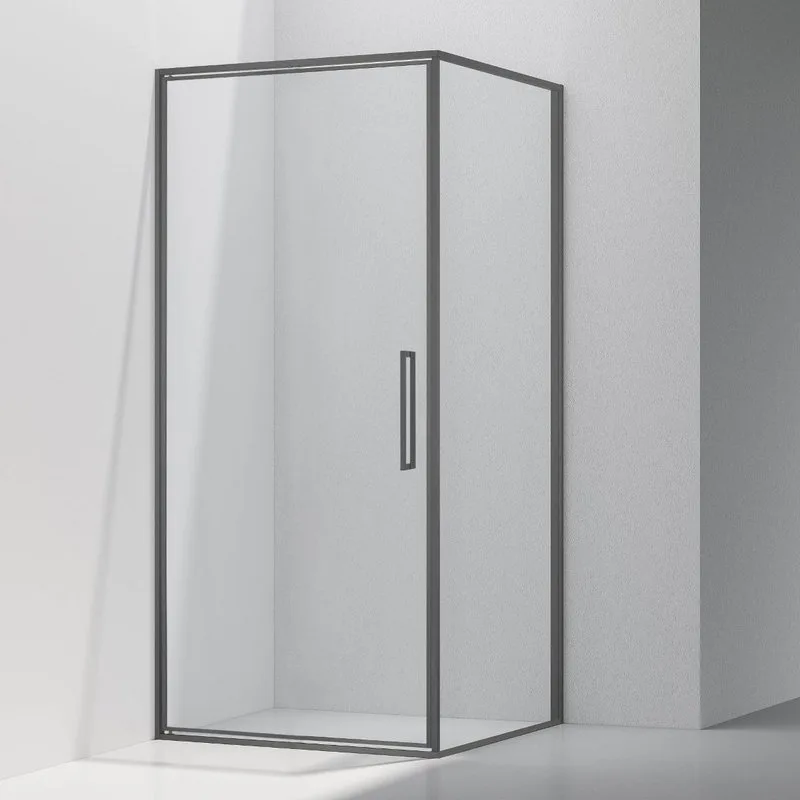 Душевой уголок Vincea Slim VSR-4SLP9010CLGM 100х90 см, профиль вороненая сталь, стекло прозрачное Sancos — официальный сайт