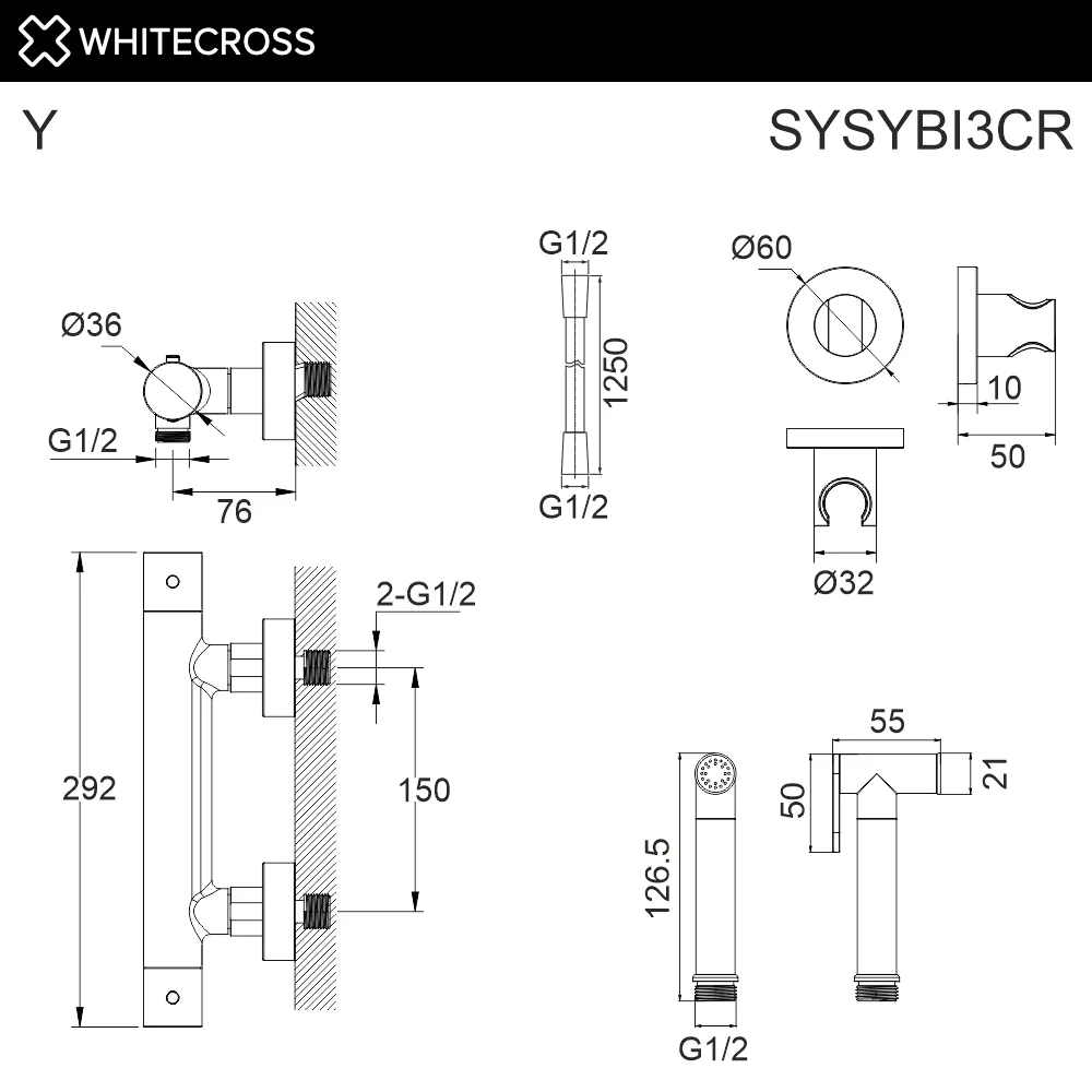 Гигиенический душ WHITECROSS Y SYSYBI3CR, хром Sancos — официальный сайт