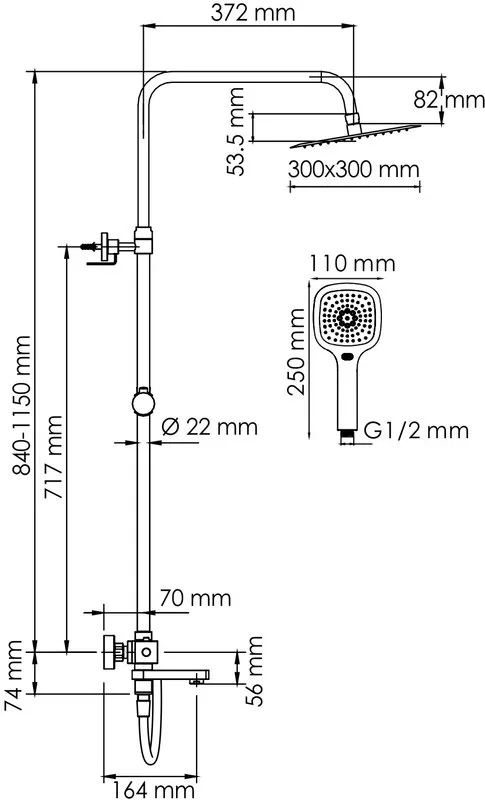 Душевая стойка Wasserkraft Aller A199.118.065.087.CH Thermo, с термостатом, хром Sancos — официальный сайт