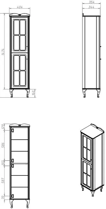 Шкаф-пенал для ванной Caprigo Borgo 40 L белый