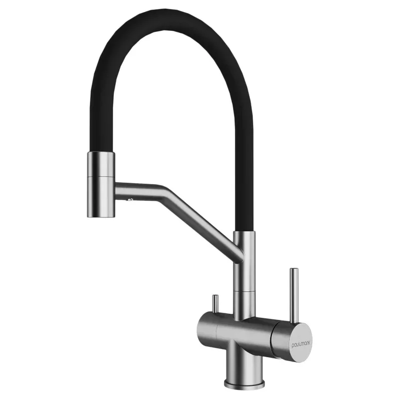 Смеситель для кухни Paulmark Ru213175-BS, с гибким изливом, брашированная сталь Sancos — официальный сайт