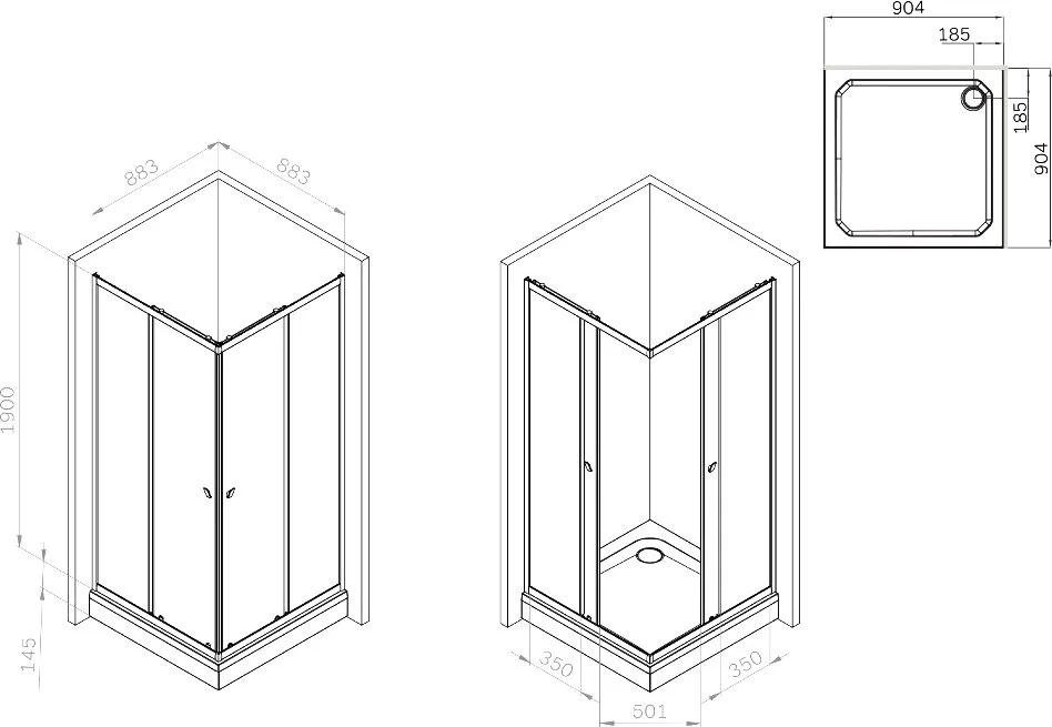 Душевой уголок AM.PM Sunny W87G-403-9090-BT 90x90 см, черный матовый Sancos — официальный сайт
