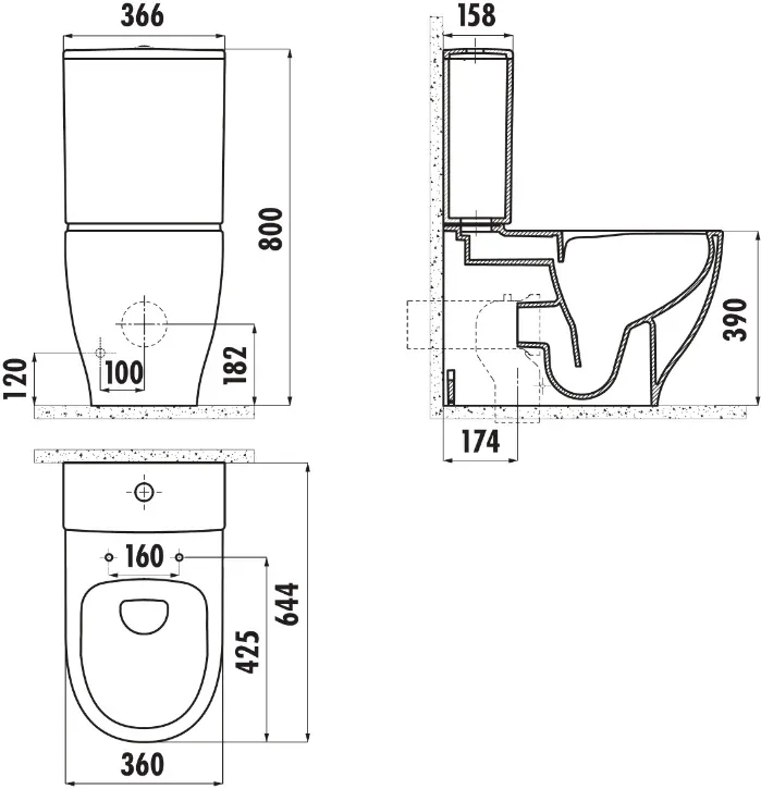 Чаша для унитаза-компакта Creavit Mare MA361.00100 Sancos — официальный сайт