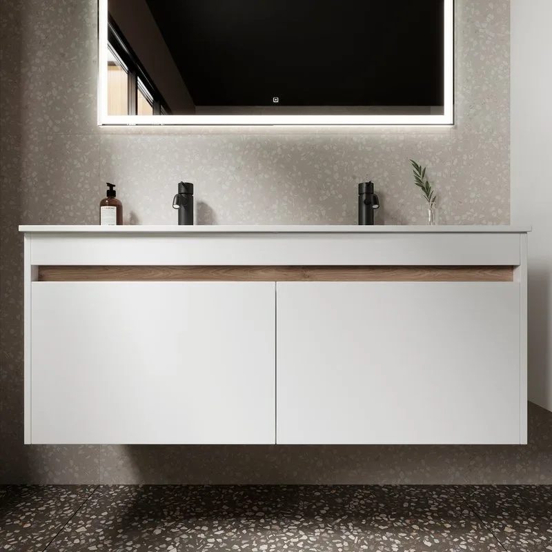 Тумба с раковиной Sancos Smart двойная 120 см, белый глянец Sancos — официальный сайт