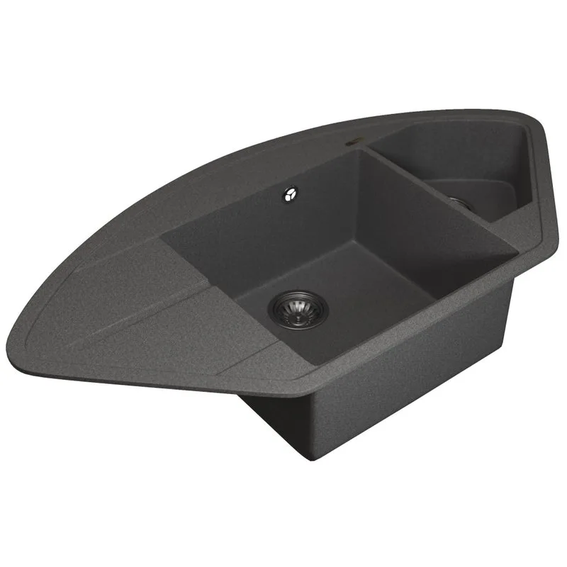 Кухонная мойка кварцевая Uperwood Quartz UPD-06-03, угловая двухсекционная, серая Sancos — официальный сайт