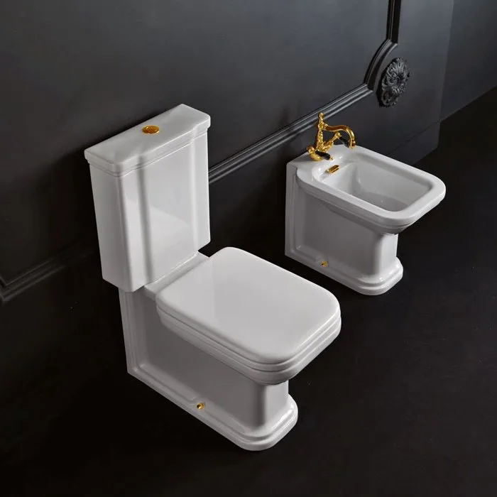 Крышка-сиденье Kerasan Waldorf 418701 белая, с микролифтом, петли золото Sancos — официальный сайт