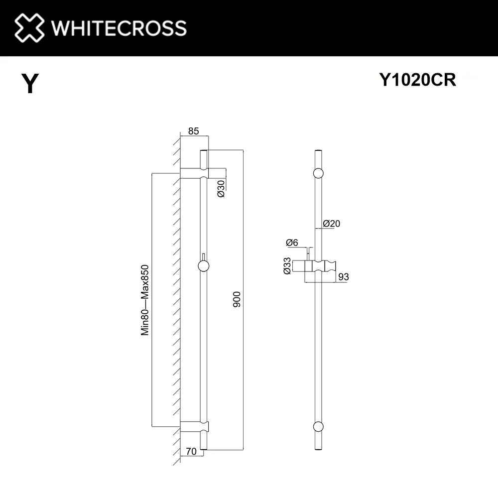 Душевая штанга WHITECROSS Y Y1020CR хром Sancos — официальный сайт