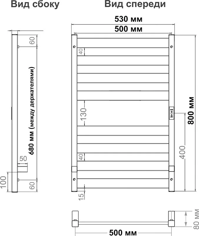 Полотенцесушитель электрический Indigo Oktava Slim 5 LСLOKS5E80-50BRRt черный муар Sancos — официальный сайт