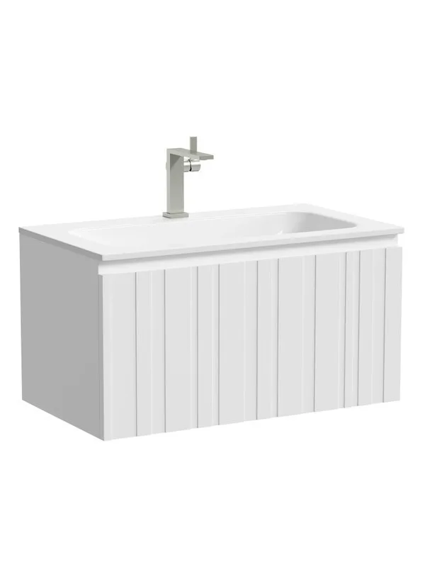 Тумба подвесная SANCOS Ламель 80 c одним ящиком, белый матовый LM80W Sancos — официальный сайт