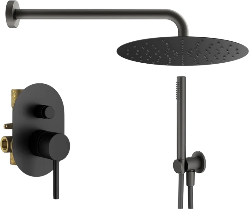 Душевой комплект Plumberia Selection Ixo KITXO15NO, С ВНУТРЕННЕЙ ЧАСТЬЮ, черный матовый Sancos — официальный сайт