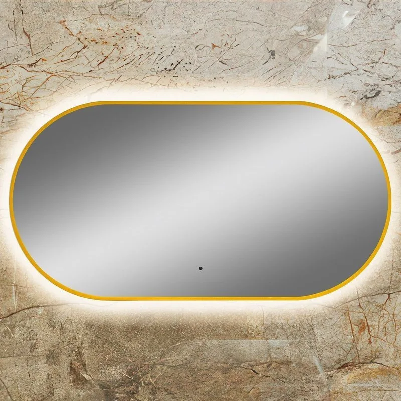 Зеркало Art&Max Torino Gold 55х105 золотое, с LED-подсветкой, 6000k Sancos — официальный сайт