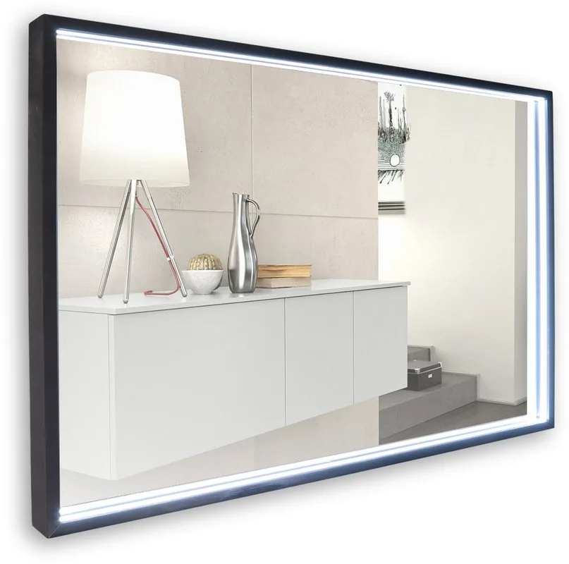 Зеркало Art&Max Aversa 120х70 черное, с LED-подсветкой, 6000К Sancos — официальный сайт