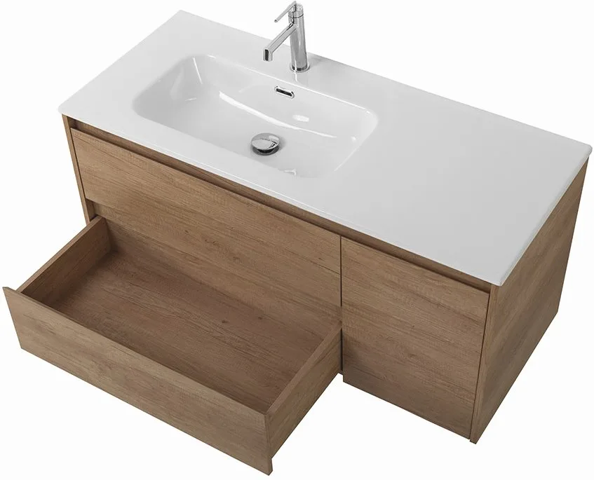 Тумба под раковину без столешницы BelBagno Kraft 100 L, 2 ящика, дверца, rovere nebrasca nature Sancos — официальный сайт