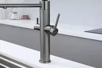 Смеситель для кухни Paulmark Nexus Diamond Nd613999-GM с гибким изливом,вороненая сталь Sancos — официальный сайт