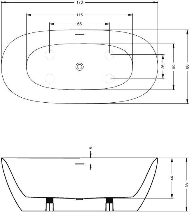 Акриловая ванна Riho Alpha B092001005 170x80 см, отдельностоящая, белая, овальная, на ножках Sancos — официальный сайт