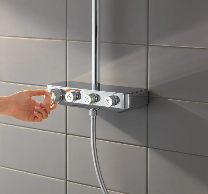 Душевая стойка Grohe Euphoria SmartControl 310 Duo Cube 26508000, с термостатом Sancos — официальный сайт