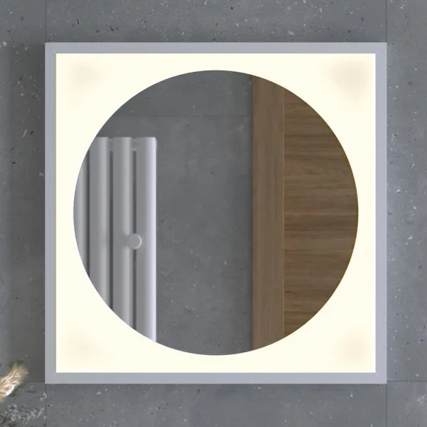 Зеркало Defesto Eclipse DF2236 60х60 белая рама, с LED-подсветкой