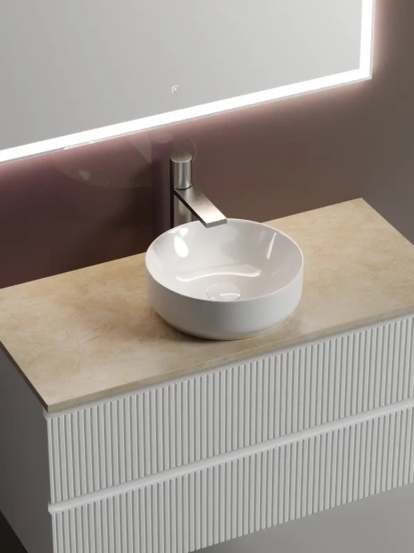 Тумба с раковиной Sancos Snob T 100 см, bianco, столешница бежевая, раковина CN6005 Sancos — официальный сайт