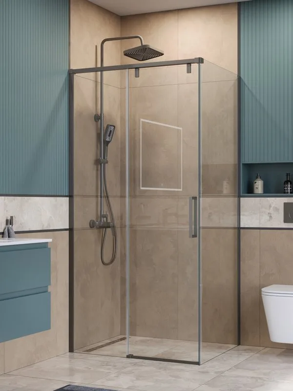 Душевой уголок BelBagno Soft Close-1 AH-1-100/80-C-GM профиль оружейная сталь Sancos — официальный сайт