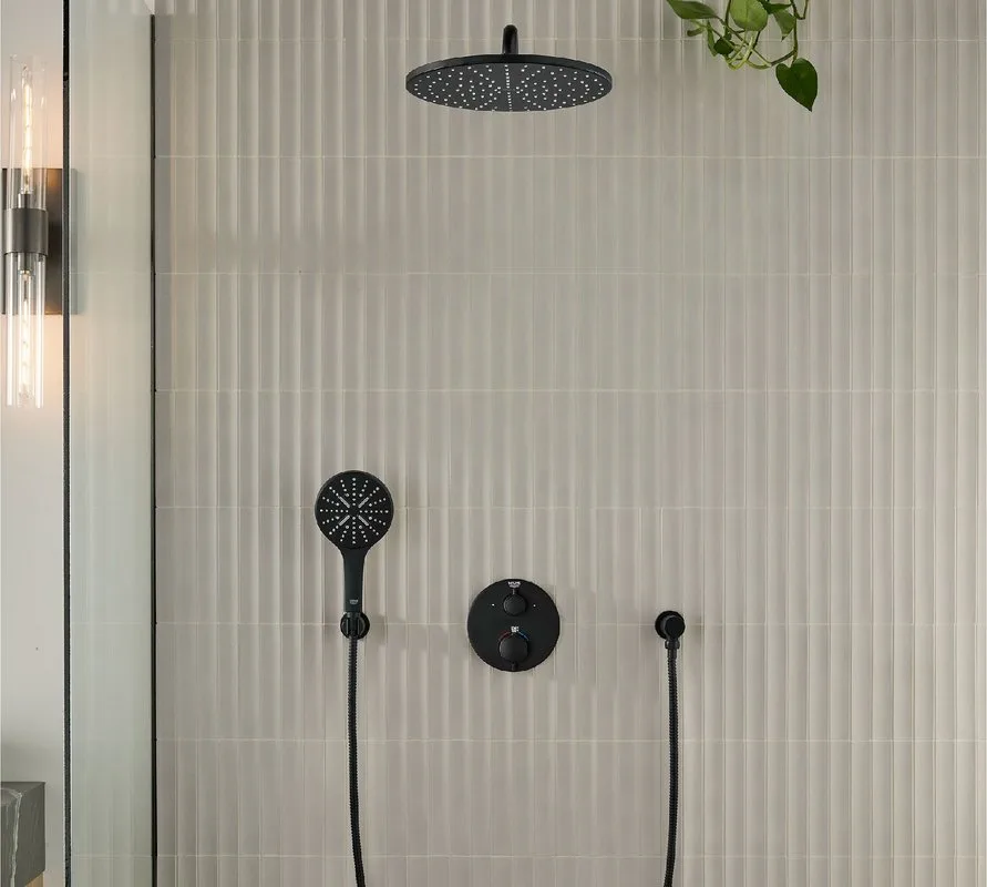 Душевая лейка Grohe Rainshower SmartActive 130 22127KF0 фантомный черный Sancos — официальный сайт