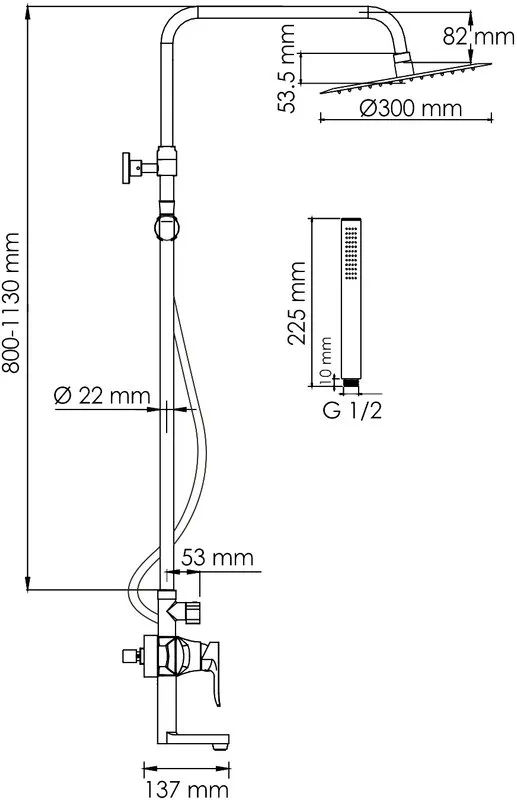 Душевая стойка Wasserkraft Aller A166.116.137.087.CH, хром Sancos — официальный сайт