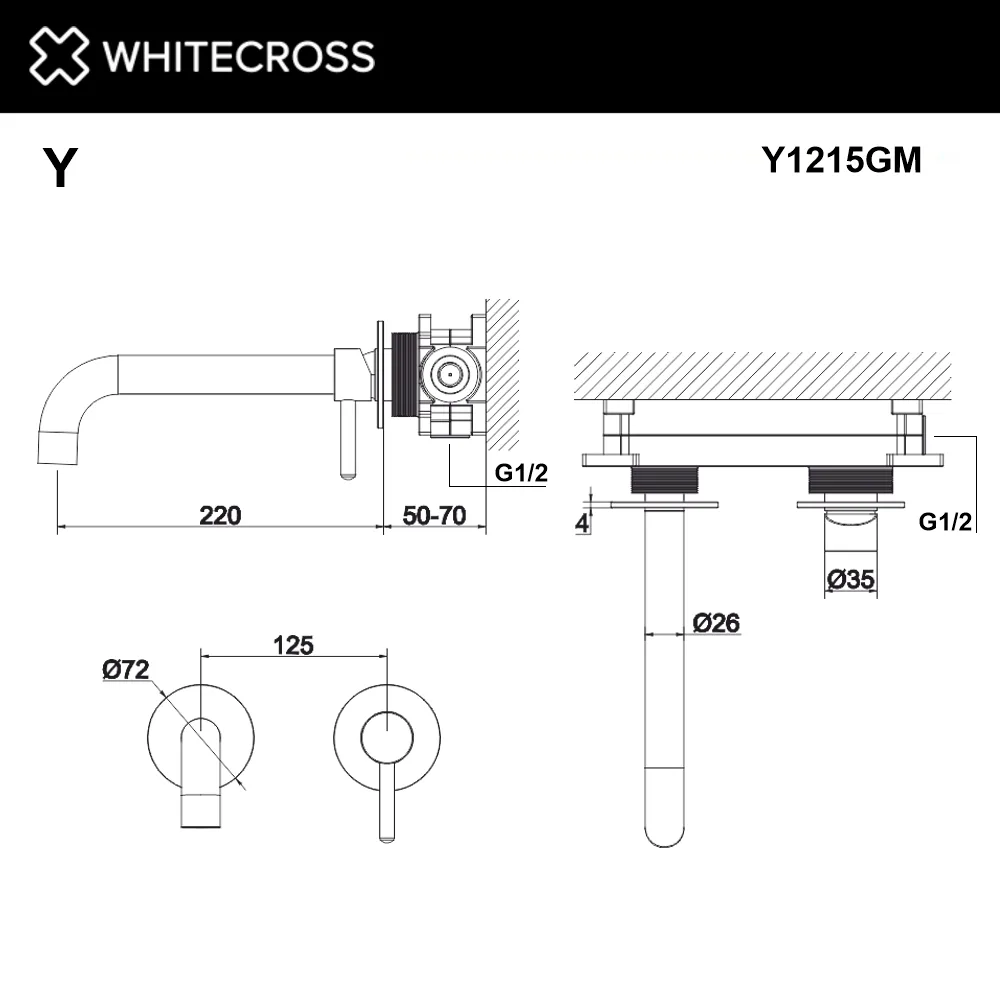 Смеситель для раковины WHITECROSS Y Y1215GM С ВНУТРЕННЕЙ ЧАСТЬЮ, оружейная сталь Sancos — официальный сайт