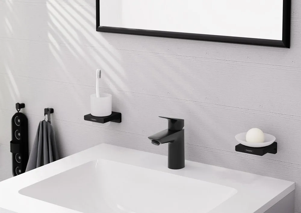 Смеситель для раковины Hansgrohe Logis 100 71101670 матовый черный Sancos — официальный сайт
