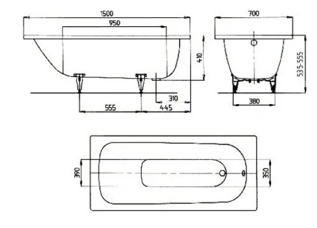 Стальная ванна Kaldewei Advantage Saniform Plus 362-1 111700010001 без опоры 160x70 см, пристенная,  Sancos — официальный сайт