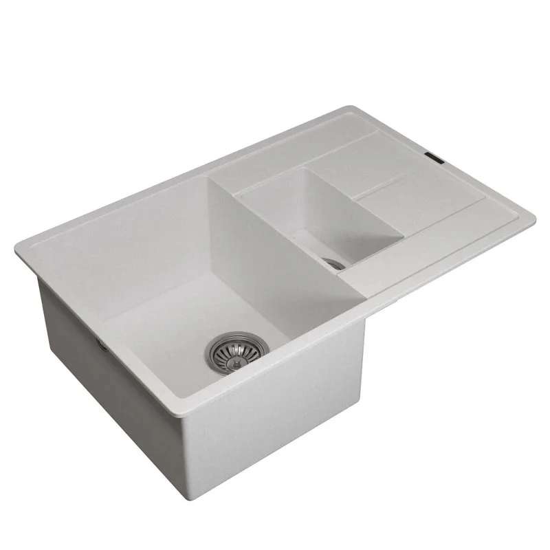 Кухонная мойка кварцевая Uperwood Quartz UPD-05-01, прямоугольная двухсекционная, белая Sancos — официальный сайт
