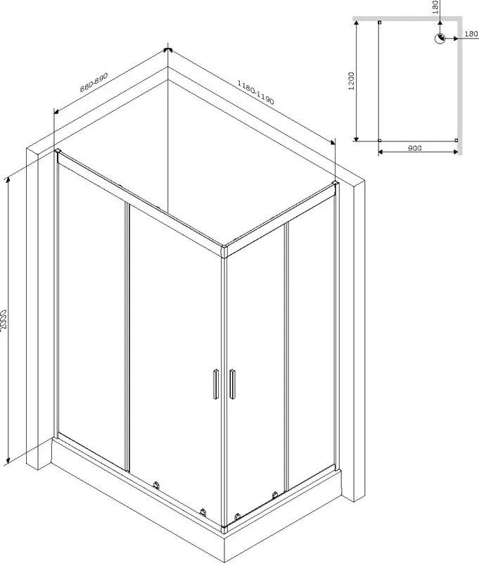 Душевой уголок AM.PM Gem W90G-404-120290-BT 120x90, профиль черный Sancos — официальный сайт