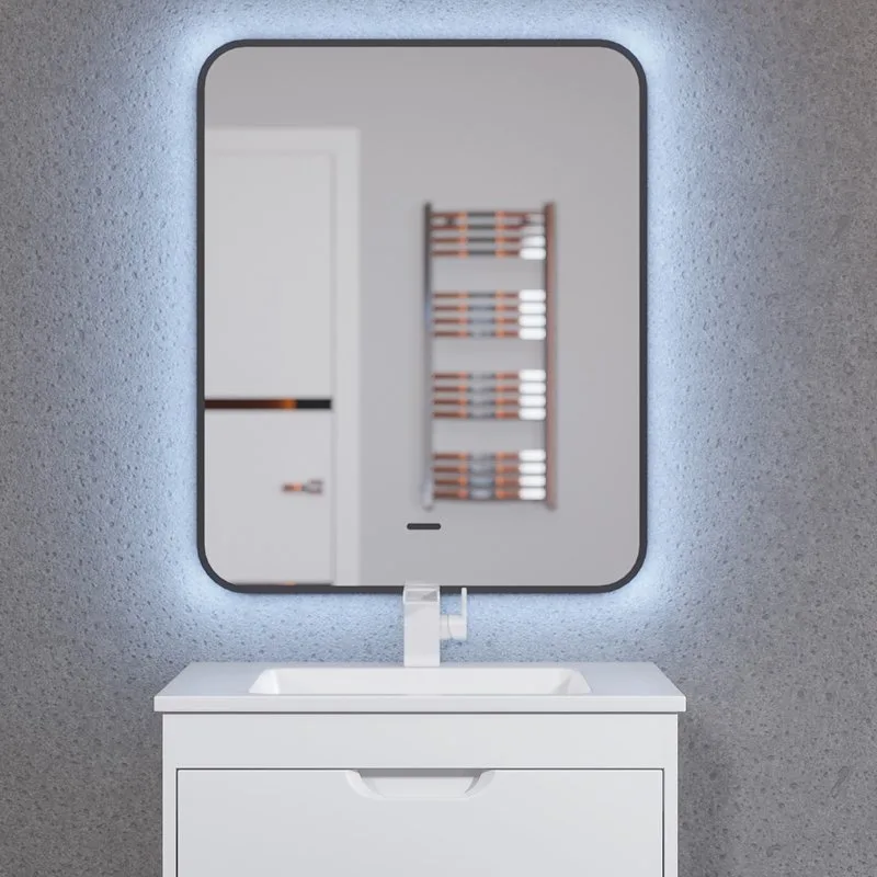 Зеркало Uperwood Modul 65х80 с подсветкой, с подогревом, холодная подсветка, черное Sancos — официальный сайт