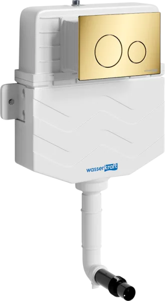 Смывной бачок скрытого монтажа Wasserkraft Aller 10TLT.031.ME.PG02, с кнопкой смыва золото