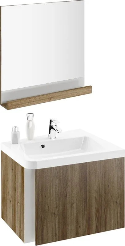 Зеркало Ravak 10° 65 темный орех, с полкой Sancos — официальный сайт